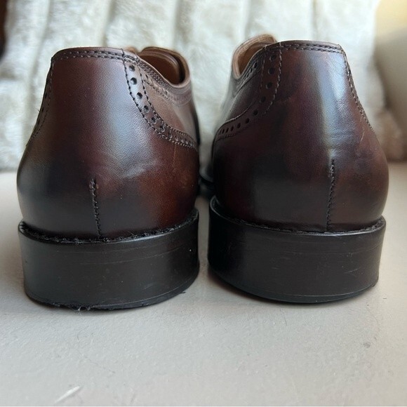 Saks Fifth Avenue Brown Italian Leather Cap Toe Lace Up Oxford Shoes Men’s12 M - Picture 9 of 15